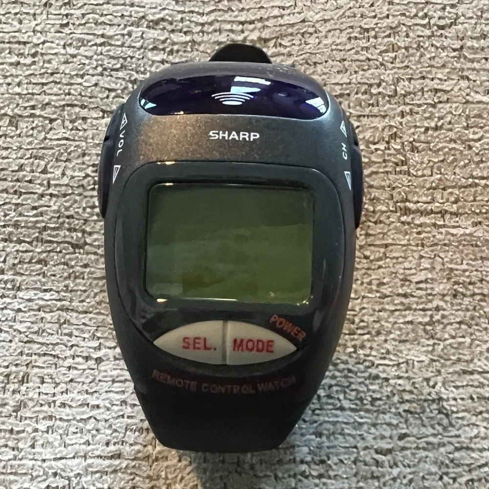 Sharp Universal Remote Control Watch SPC900 Black Digital Vintage Style Tech NOS